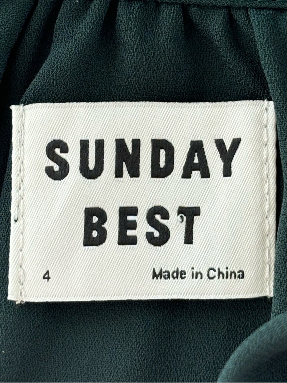 Aritzia Sunday Best Deep Green Long Sleeve Gathered Neck Dress - Picture 5 of 7